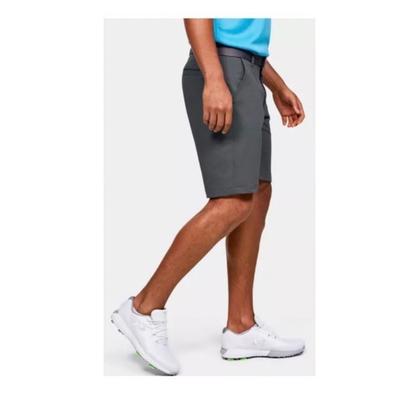 Under Armour Men's Flat Front Charcoal Shorts - Picture 2 of 6